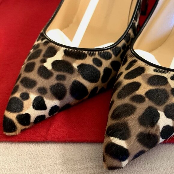 Christian Louboutin So Kate leopard Calf Hair 4.25 High Heel Pump Brown 40.5 NIB - Picture 11 of 16